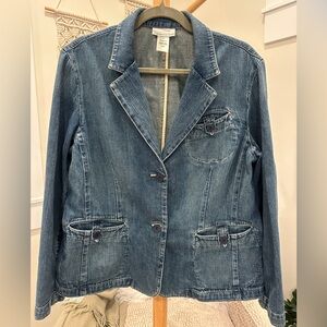 Jones New York Sport Denim Blazer Jacket XL Blue Cotton Classic